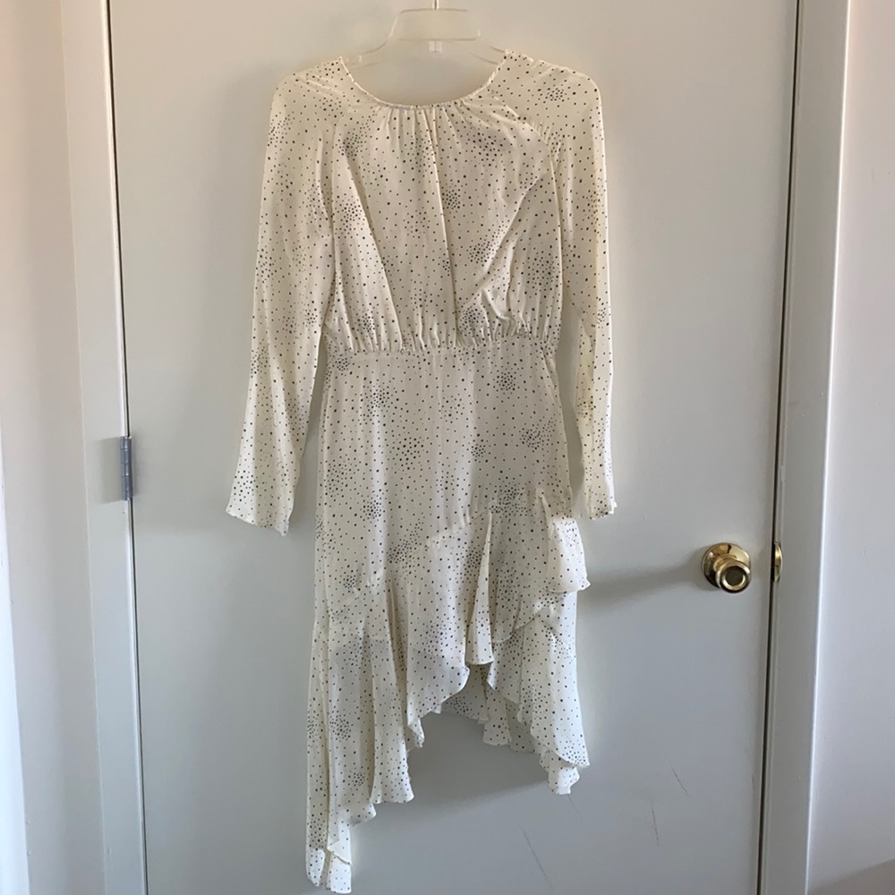 Creme asymmetrical dress with black stars